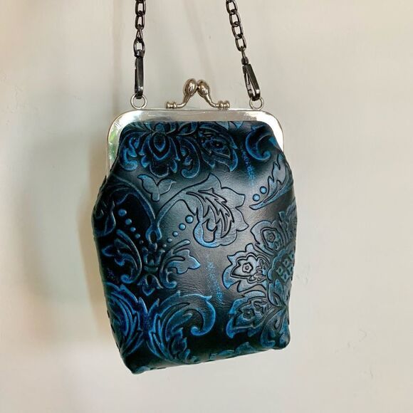 Vintage Style Handmade Genuine Embossed Leather Purse/ Phone case/Crossbody - Picture 12 of 12